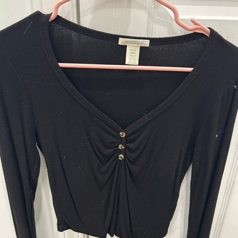 Bozzolo Women's Black V-Neck Top
